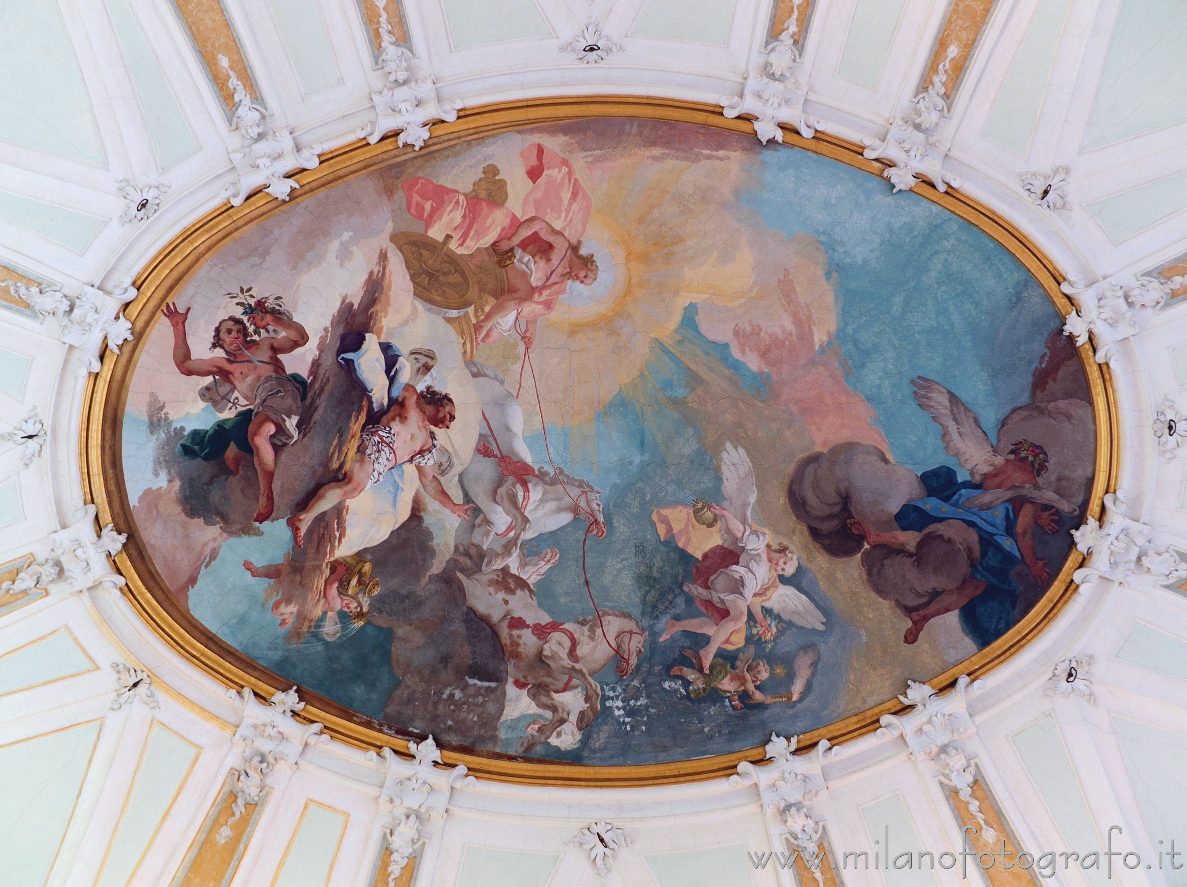 Cavenago di Brianza (Monza e Brianza, Italy) - Triumph of Apollo on the ceiling of the main hall of Palace Rasini